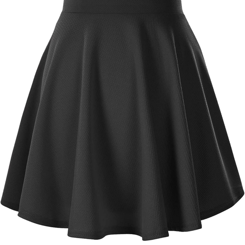 Black Stretchy Flared Mini Skater Skirt